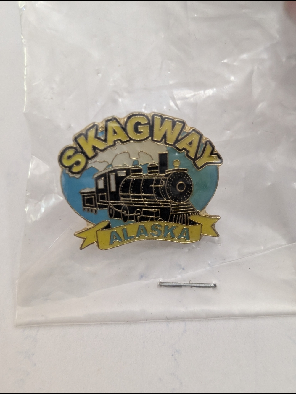 Skagway Alaska Train Enamel Pin - Yellow & Blue 2-2026D6